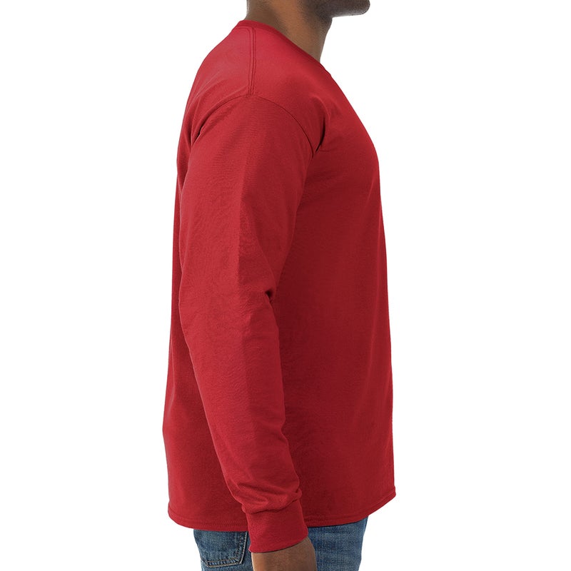 Jerzees Men's Dri-Power Cotton Blend Long Sleeve Tees, Moisture Wicking, Odor Protection, UPF 30+, Sizes S-3X, True Red, Medium - Image 2
